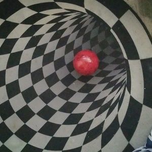 Witch ball red glass hand made  4 inch blood red and black